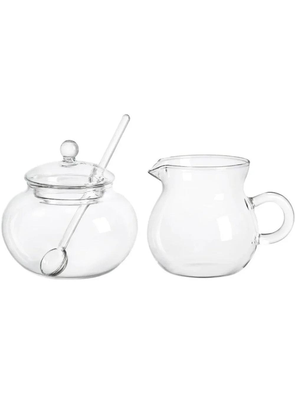 Elegant Glass Sugar and Creamer Set for Tea & Coffee - Perfect Serving Set